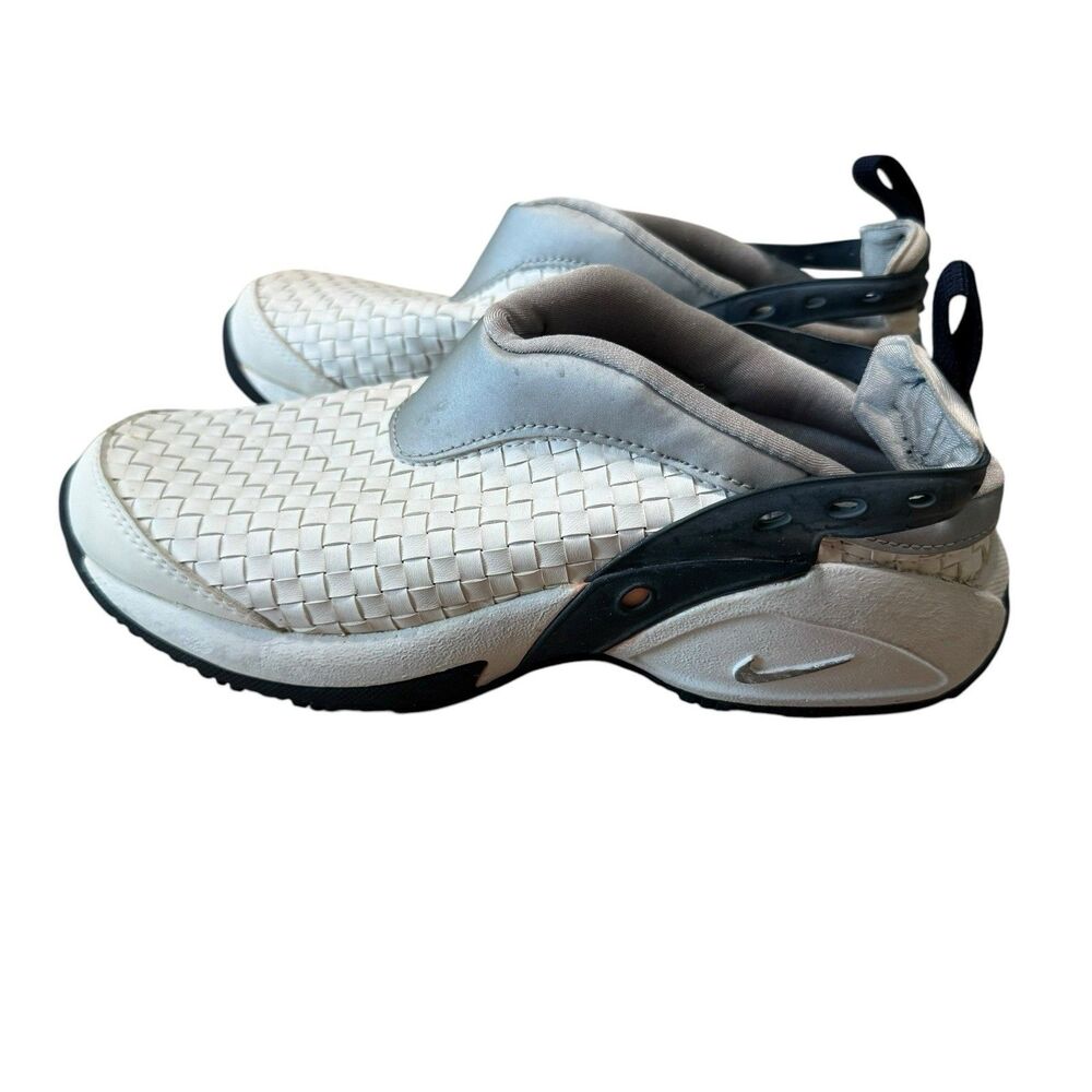 Nike Air Visi Woven Y2K Sneakers White Gray Slip On Youth 4.5 Fits Women’s Sz 6